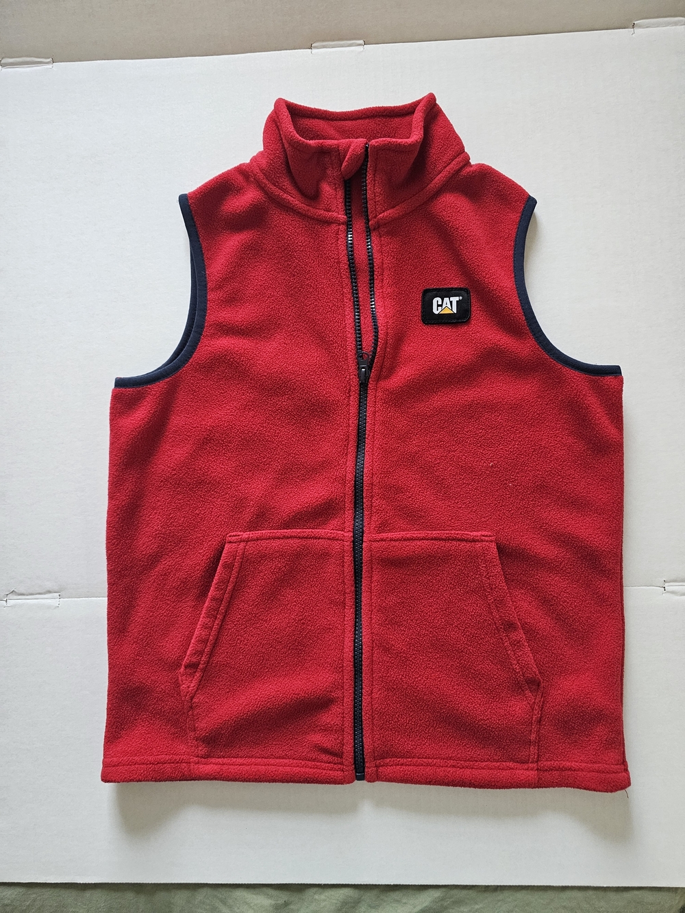 Caterpillar Red Fleece Vest with Black Trim